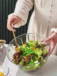1 件/2 件/套透明加厚塑膠沙拉碗帶蓋用於廚房家庭混合、儲存沙拉、水果