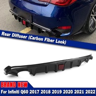 Rear Bumper Diffuser Lip Splitter Spoiler Plate Board Boot Body Kit W/ LED Lamp For Infiniti Q60 201