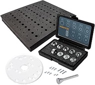 POWERTEC 72033 Dia 6-1/2" Clear Acrylic Multiple Pre Drilled Holes Router Base Plate with Centering 