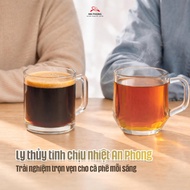 Set of 6 high-quality transparent glass cups with thick handles, capacity 165ml/280ml, simple design