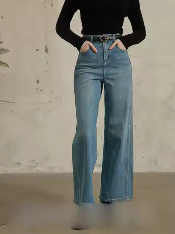 High Waist Wide Leg Jeans Double Core Levis Casual Sle Micro Stretch Asymmetrical Cut Slimming Pants
