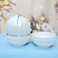 White ceramic bowl with rim 7 inches 18cm - High quality enamel, soup bowl, pho bowl