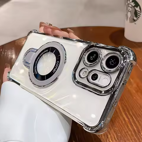 Transparent Shockproof Magnetic Bracket Phone Case For Realme 15 Realme 16 14 13 12 Pro Plus C85 C75