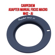 Carpediem Lens Adapter | M42 - AI Macro Black | Minolta M42 Lens M 42 Lenses Mount to Body Camera Ni