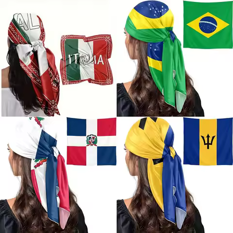 Headscarf National Flag Pattern Sports Headband Square Headband for Football Headwrap Hairband Men's