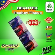 BEAUTEX Pocket Tissue (16PKTx8 NGYS) | Portable Pocket Tissue | Soft & Practical for Daily