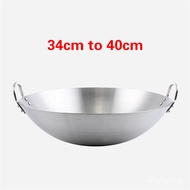 YQ2 Chinese Traditional Iron double ear chef fry wok stainless steel Wok Gas Cooker Wrought Iron Kitchen Cookware wok pa