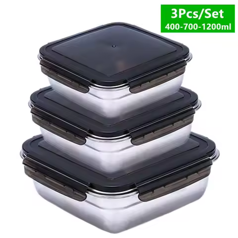 1200/750/400ML Lunch Box Sets Food Grade 304 Stainless Steel Anti-leak Bento Box Strong Tightness Mi