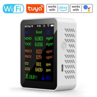 เซ็นเซอร์อัจฉริยะแบบพกพามีเตอร์วัดคุณภาพอากาศ PM2.5 9in1 PM10 CO CO2 TVOC เครื่องทดสอบความชื้นและอุณ