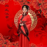 ชุดโบราณสีแดงแบบใหม่ปี2020ชุดแต่งงานแบบจีนสำหรับเจ้าสาวและเจ้าบ่าวชุดฮั่นฝูสำหรับงานแต่งงานชุดแต่งงา