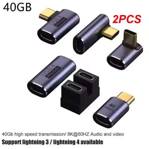 2PCS Right Angle USB Type C Adapter USB 4 Cable 40Gbps Extender 8K Video Display 100W Charging for T