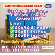 Uratex Foam With Cover 20x46.5 / 20x55 / 20x59 in for Chair, Sofa, Bed, Crib, Playpen, All Use