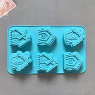 6-cavity Christmas house shaped soap candle silicone mold suitable for handmade DIY wax molds for ar