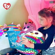 Ty Squishy Beanies Emma The Multicolor Cat Soft Plushie Pillow
