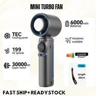 Kipas Mini USB 6000mAh Boleh Cas, Kipas Turbo Mudah Alih Berkuasa Tinggi, 100 Laras Kelajuan, rechar