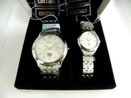 [專業模型] 對錶 [SEIKO 411800]  SEIKO 精工 光陽50紀念石英對錶[銀色面+日期]時尚錶