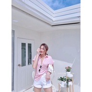 Cottoncandy เสื้อยืดคอวี ผ้าสลาฟนะเข้ารุ่นใหม่ New Mimo korea t.shirt CARDIGAN_NISTA (CT6F)