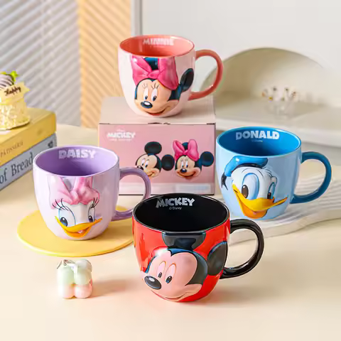 Disney Mug Cute Mickey Winnie The Pooh Creative Cup Cartoon Animation Donald Duck Children Ceramic C