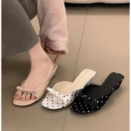 Polka Dot Bow Wedge Slides Summer Dress Sandals Boast classic elegant and fashionable aesthetics com