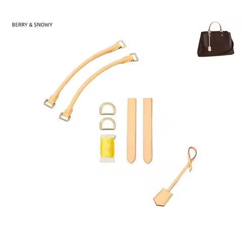 Berry&Snowy Genuine Vachetta Leather Strap Set Replacement for LV Montaigne BB Bag Women Luxury Shou