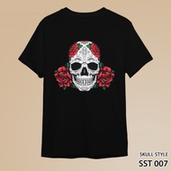 T-shirt Men Women Adults And Children Cotton Combed Short Sleeve Skull Style SST 007-009