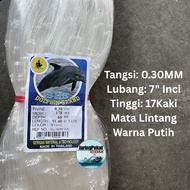 030MM X 178MM (7" Inci) X 60MD X 91.4MTR Pukat Jaring Ikan / Mata Lintang / Warna Putih / Isi Kosong