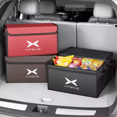 Car Trunk Storage Box, Large capacity Trip Camping Leather Organizer Bag For XPENG G6 XPENG P7 G9 XP
