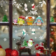 NIGEL Branch Owl Wall Sticker, Branch Owl Snowflake Christmas Owl Glass Sticker, Cute DIY Waterproof