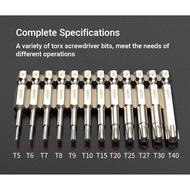 Magnetic Torx Screwdriver Bits Set, 1/4" Hex Shank T5-T40 Magnetic Security Tamper Proof Star 6-Poin