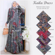 Kaila Dresa By Nuha Gamis Syari Batik Jumbo Calvin Jeans Ld 110 Melar Sampai 130 Navy Maroon Grey