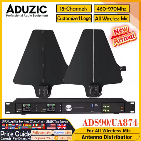ADUZIC ADS90 Antenna Distribution System 18Channel Combiner Antenna UA874 RF Splitter 460-970MHz Sig