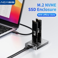 ACASIS Dual Bay M.2 NVME SSD Enclosure Offline Clone USB C 3.1 Gen2 10Gbps For M Key & M/B Key NVME 