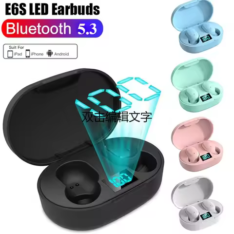 E6S Air Pro Fone Bluetooth Earphones Wireless Headphones LED Display Noise Cancelling Earbuds by Mic