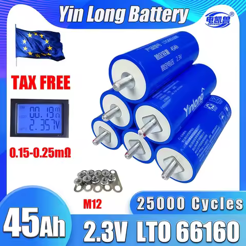 Yinlong Lto 66160 Lithium Titanate Battery 40Ah 45Ah 2.3V for RV Car Audio Solar System Rechargeable