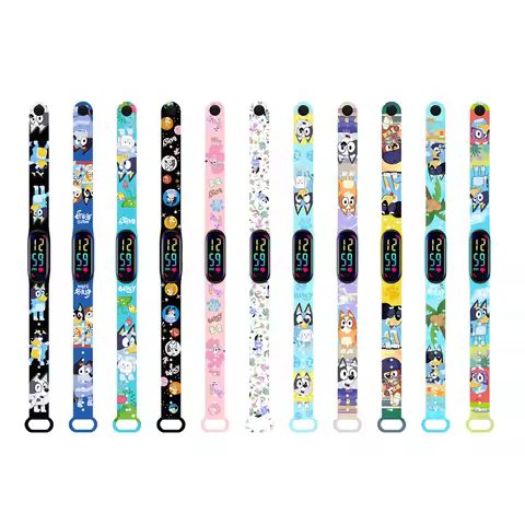 Bluey children's Watches Cartoon Anime Character Luminous Bracelet Watch LED Touch Waterproof Sports