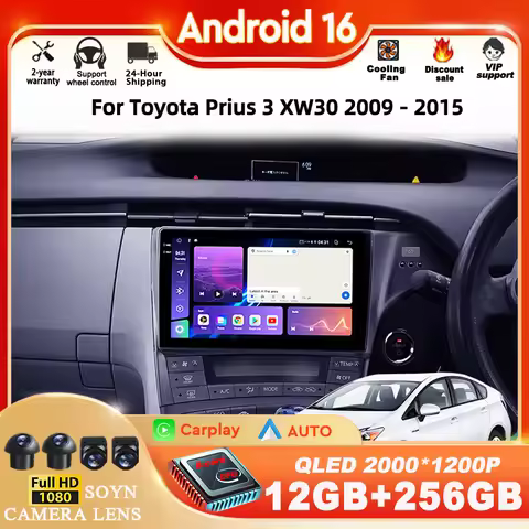 Android 16 car radio For Toyota Prius 3 XW30 2009 - 2015 LHD RHD Multimedia video Player carplay GPS