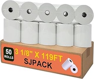 SJPACK Thermal Paper 3 1/8 x 119ft Pos Receipt Paper, 50 Rolls Cash Register Roll TM-T88 T-20 T-90 S