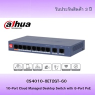 Dahua Smart Cloud PoE Switch 10 Port For Camera System Model CS4010-8ET2GT-60