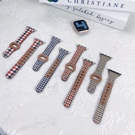 New Arrival Small Leather Strap BB Grid Pattern For AW Series Se 6 5 4 3 2 1 T500 W56 W56s HW22