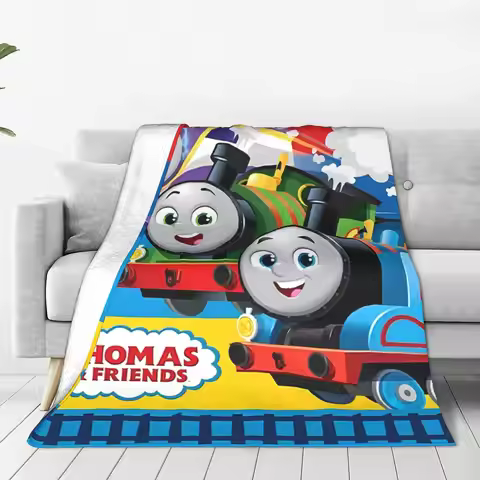 T-Thomas The Train Friends Blanket Cover Flannel Cartoon Railway James Super Soft Throw Blanket Airp