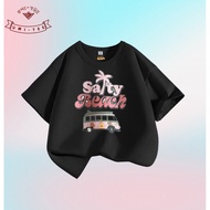 Casual Coconut Tree & Bus Factory Delivery Size 100-150CM New Korean Style Cotton T-shirt Fashion, C