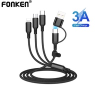 Fonken 5 In 1 USB Cable 3A USB Charging Cable Type C Micro USB IOS Cable For Android IOS
