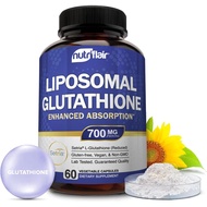 NutriFlair Liposomal Glutathione Supplement Setria® 700mg - Pure Reduced, Stable Form L-Glutathione 