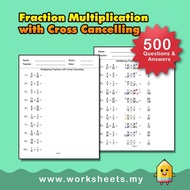 IGCSE Math Worksheets: FRACTION Multiplication with Cross Cancelling 2000 Q+A | IGCSE Maths (PDF)