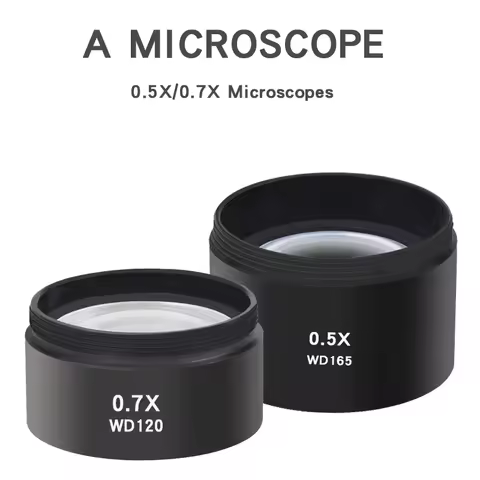 WD120 0.7X Trinocular Microscope Barlow Objective Lens Zoom Stereo Microscopio Camera Auxiliary Obje