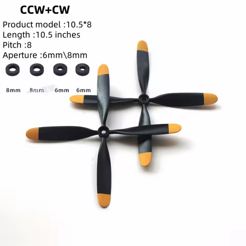 C Plane Part 10.5*8 4 Blade CW & CCW Propeller Oar cap for Dynam B26, P61, Spitfire V2