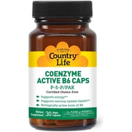 Country Life Coenzyme Active B-6, 50mg Vitamin B6-30 Vegetarian Capsules - Supports Energy, Nervous 