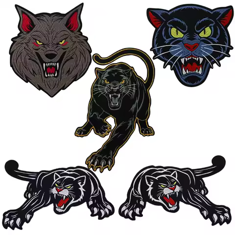 Animal Embroidery Wolf Leopard Iron on Patches Large Badge DIY Bag Jacket Jeans Backpack Apparel Acc