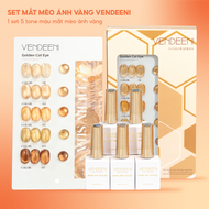 Set sơn mắt mèo kim cương Vendeeni 5 màu chính hãng - Sơn mắt mèo trang trí móng nail tone vàng nâu
