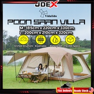 JDEX Vidalido Poon Saan Villa Tent Two Rooms Living Manual Unta Tent Type Black Khemah Camping Water